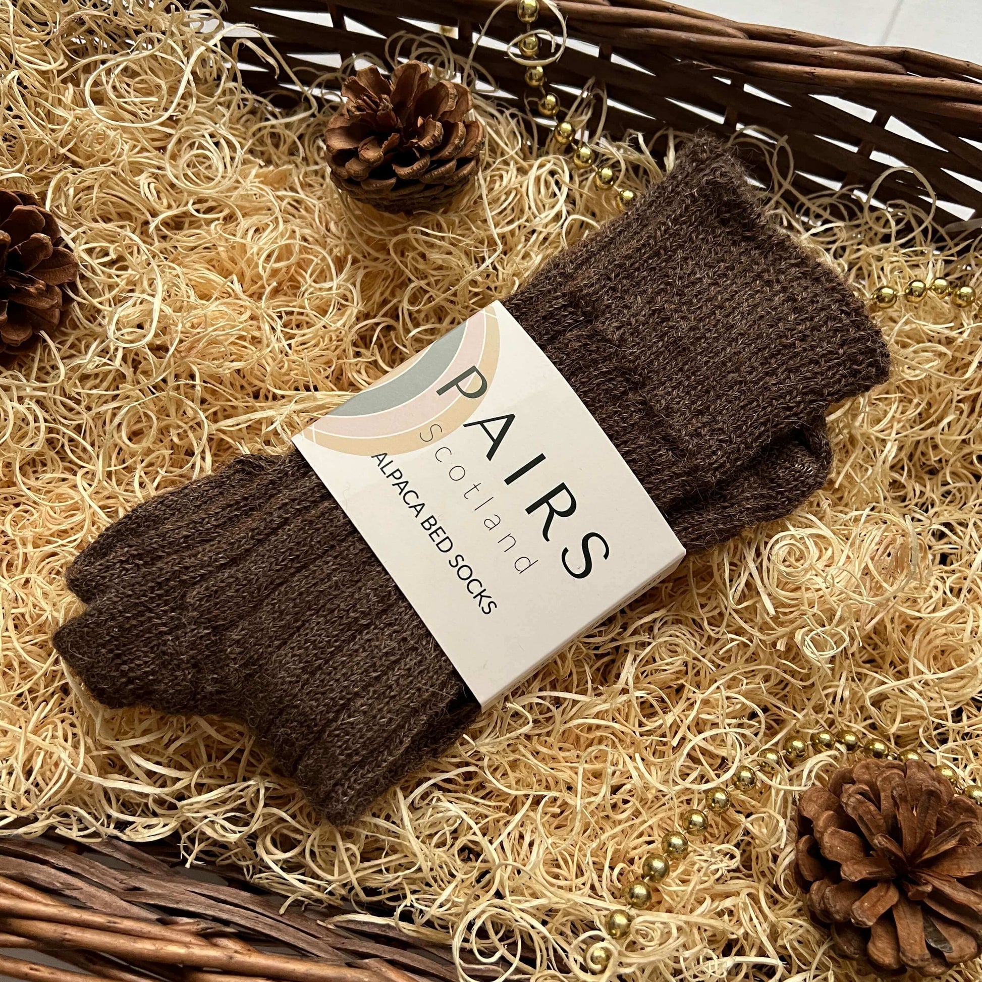 Brown alpaca wool bed socks country christmas gift for her