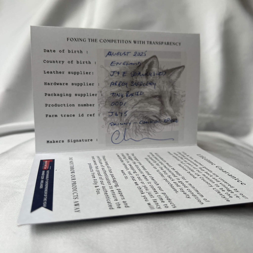 authentication certificate for filly & fox shackle belt