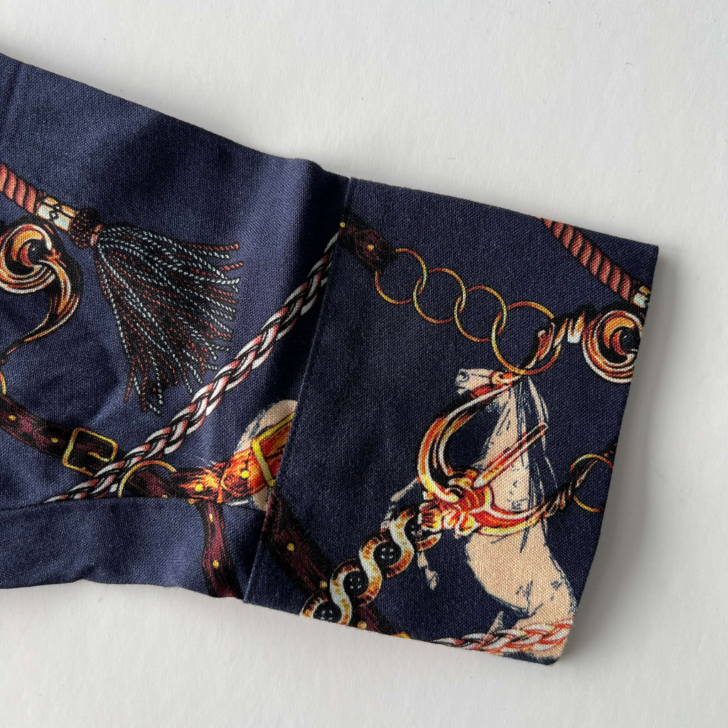 Hartwell navy horse print shirt cuff