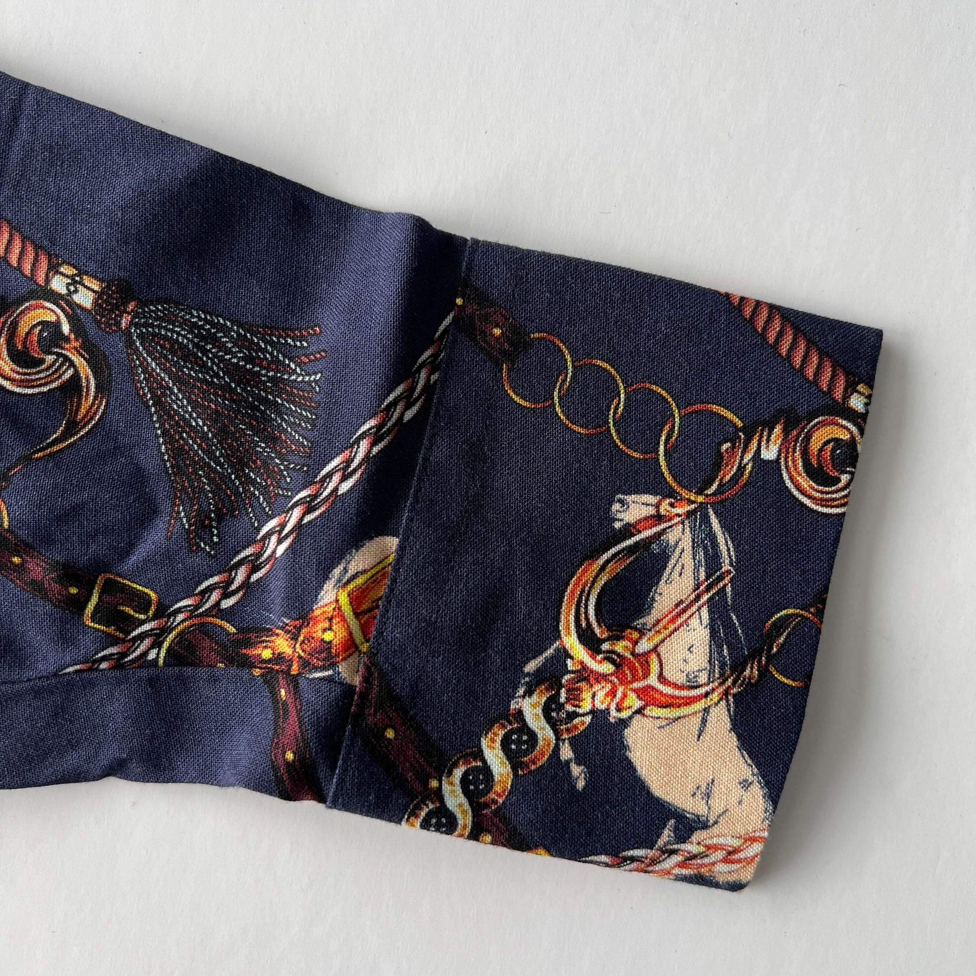 Hartwell navy horse print shirt cuff
