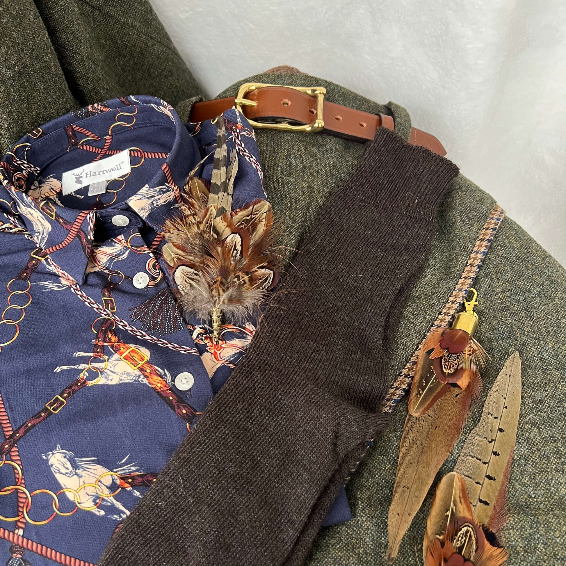 Lydia Navy Equestrian Shirt | Hartwell - Clearance (Ex-Display, Damaged)