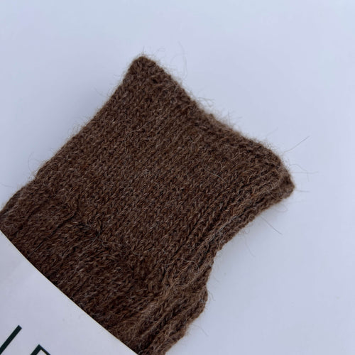 Brown alpaca bed socks close-up