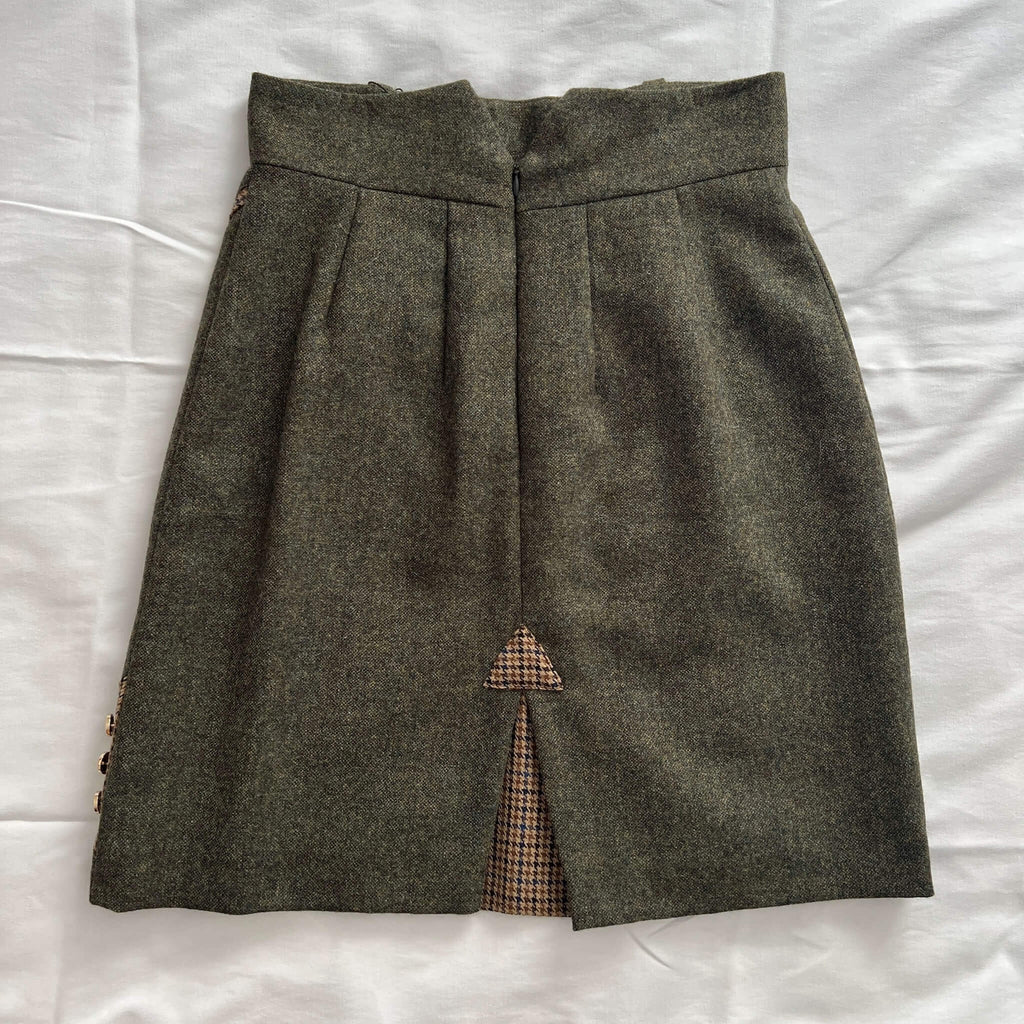 adderbury green tweed skirt back