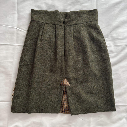 adderbury green tweed skirt back
