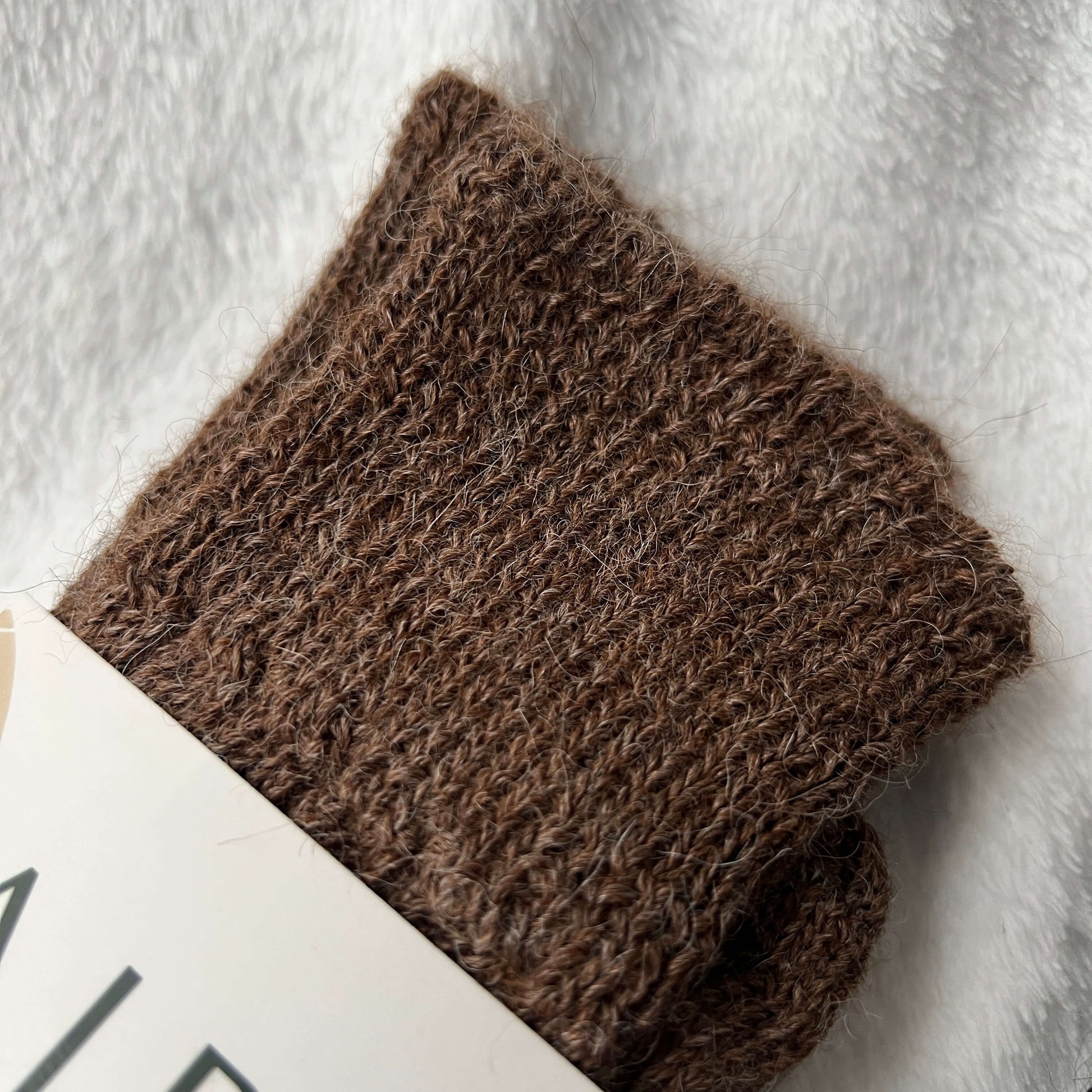 brown alpaca wool socks close up