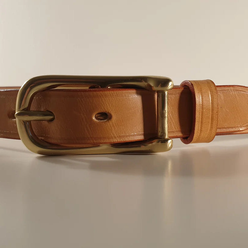Tan ladies' skinny leather belt by Filly & Fox