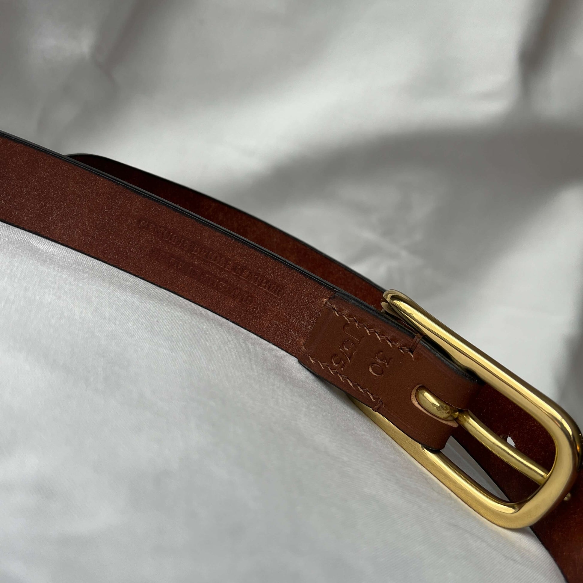 Filly & Fox skinny leather belt showing farm trace number