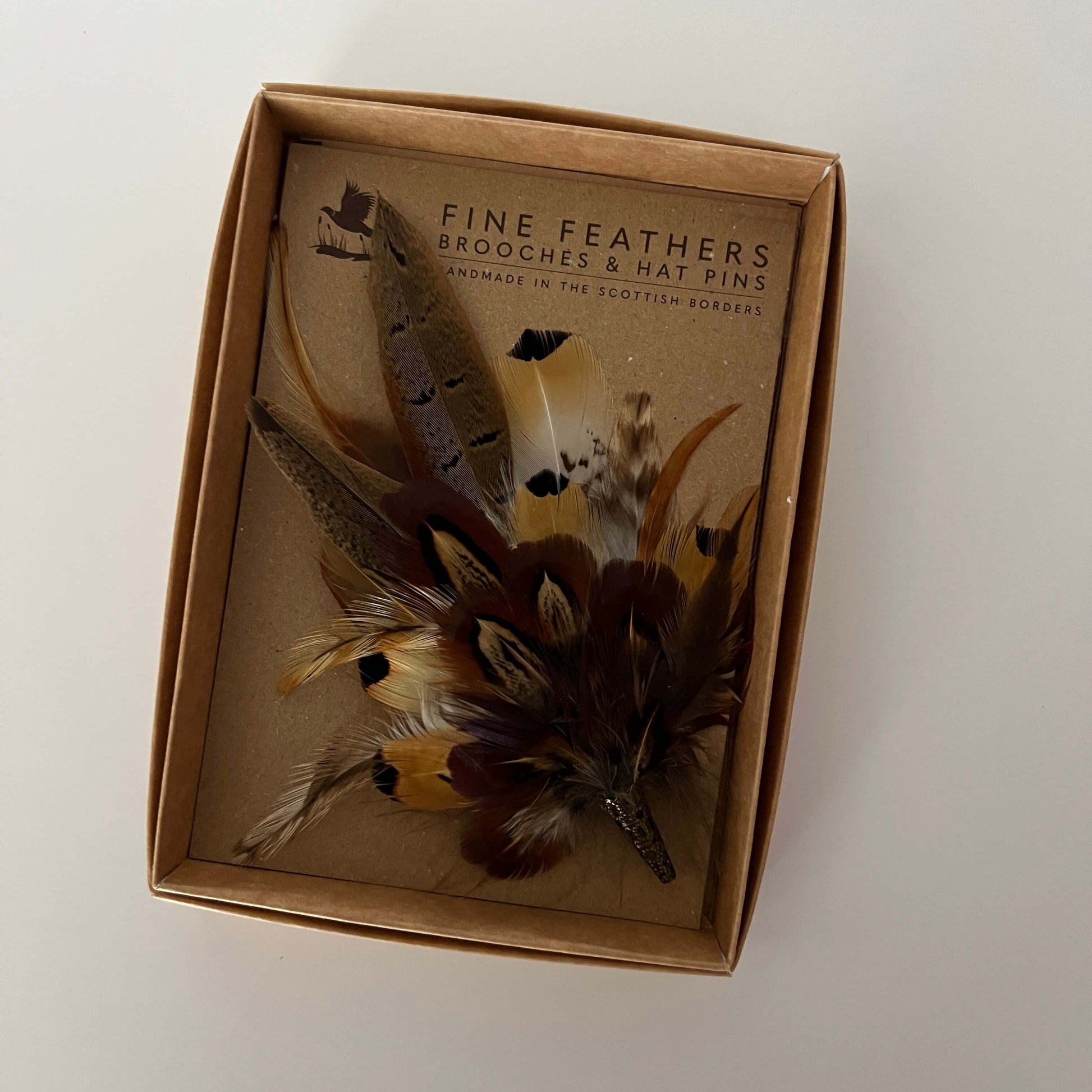 Fine Feathers Design gift boxed feather brooch pin