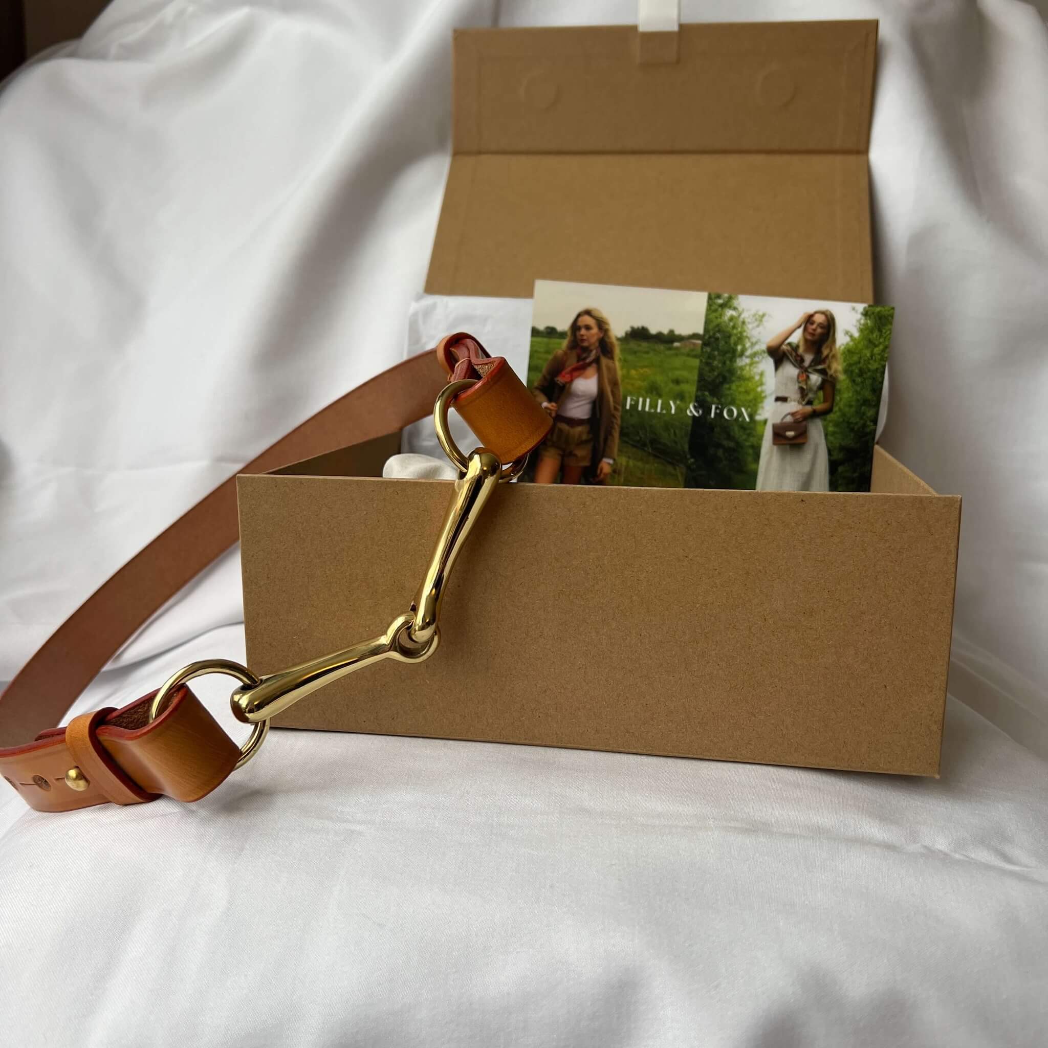 women's country clothing tan leather equestrian belt with gift box