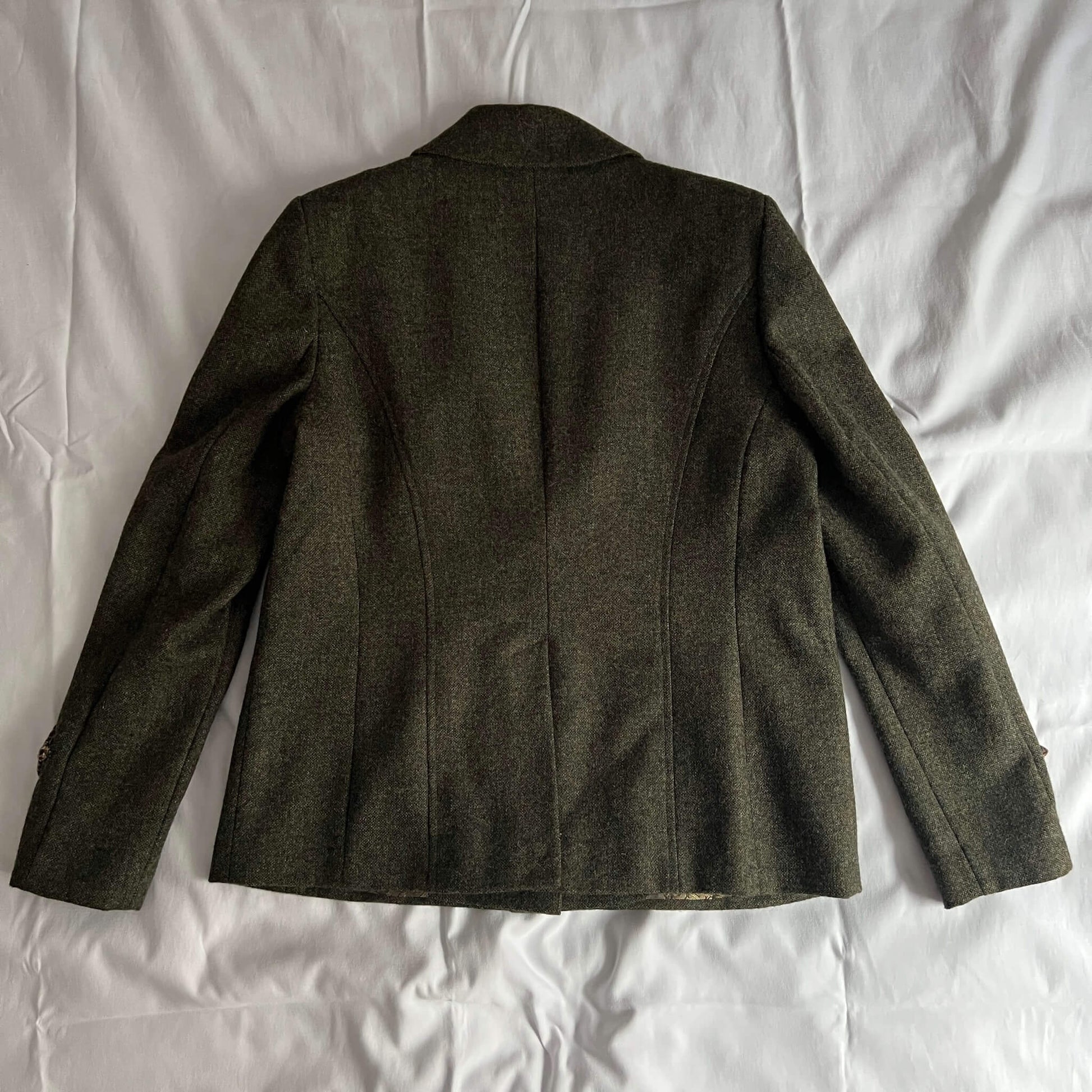 ladies' green tweed jacket rear view