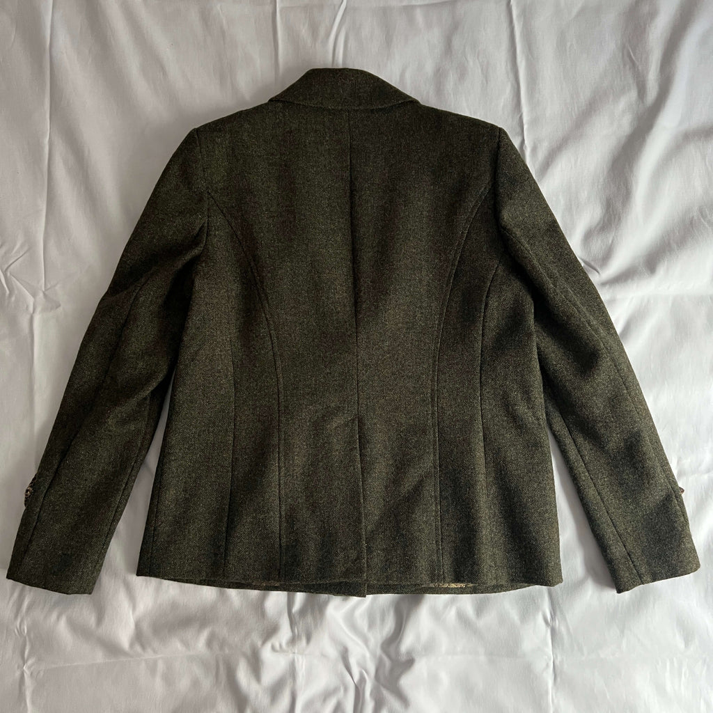Back of the Heyford tweed jacket in village green
