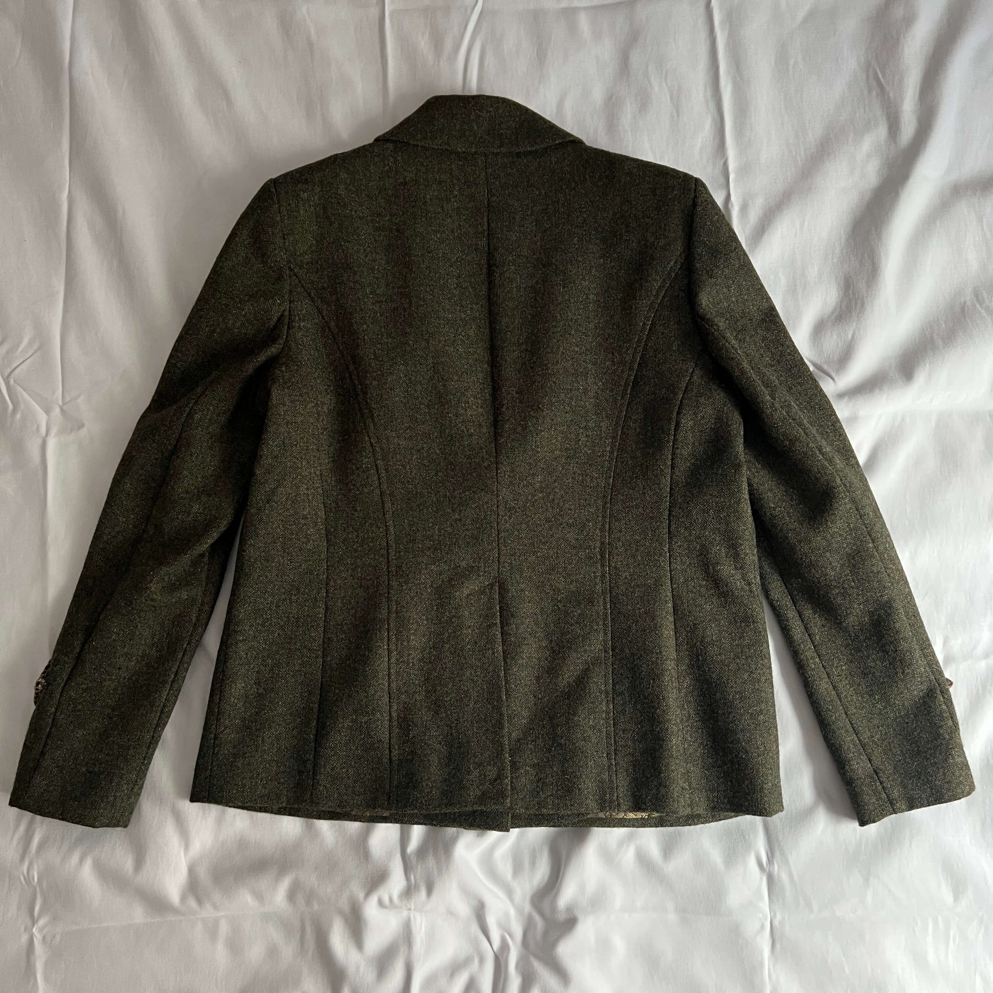 Back of the Heyford tweed jacket in village green