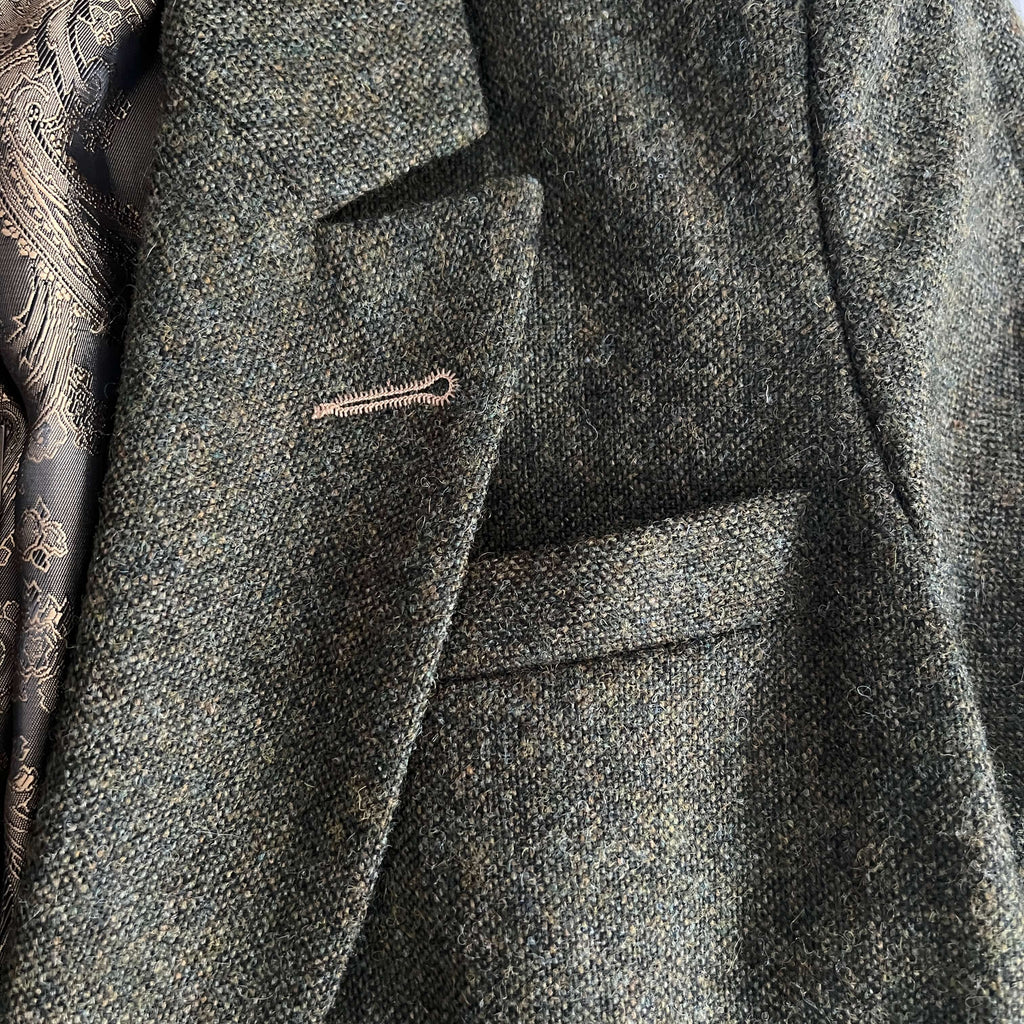 Heyford tweed jacket close up of lapel and front pocket