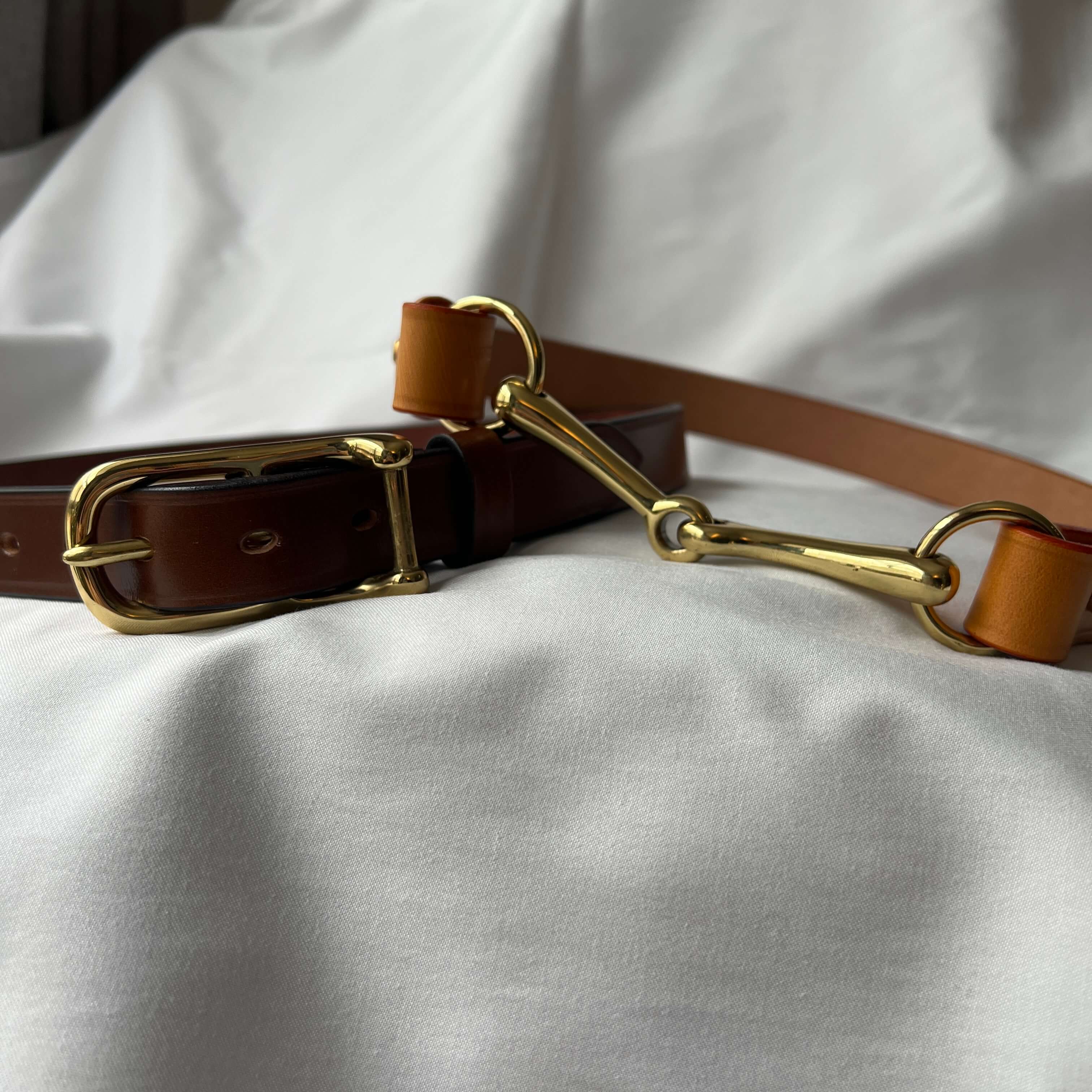 Brown bridle leather belts