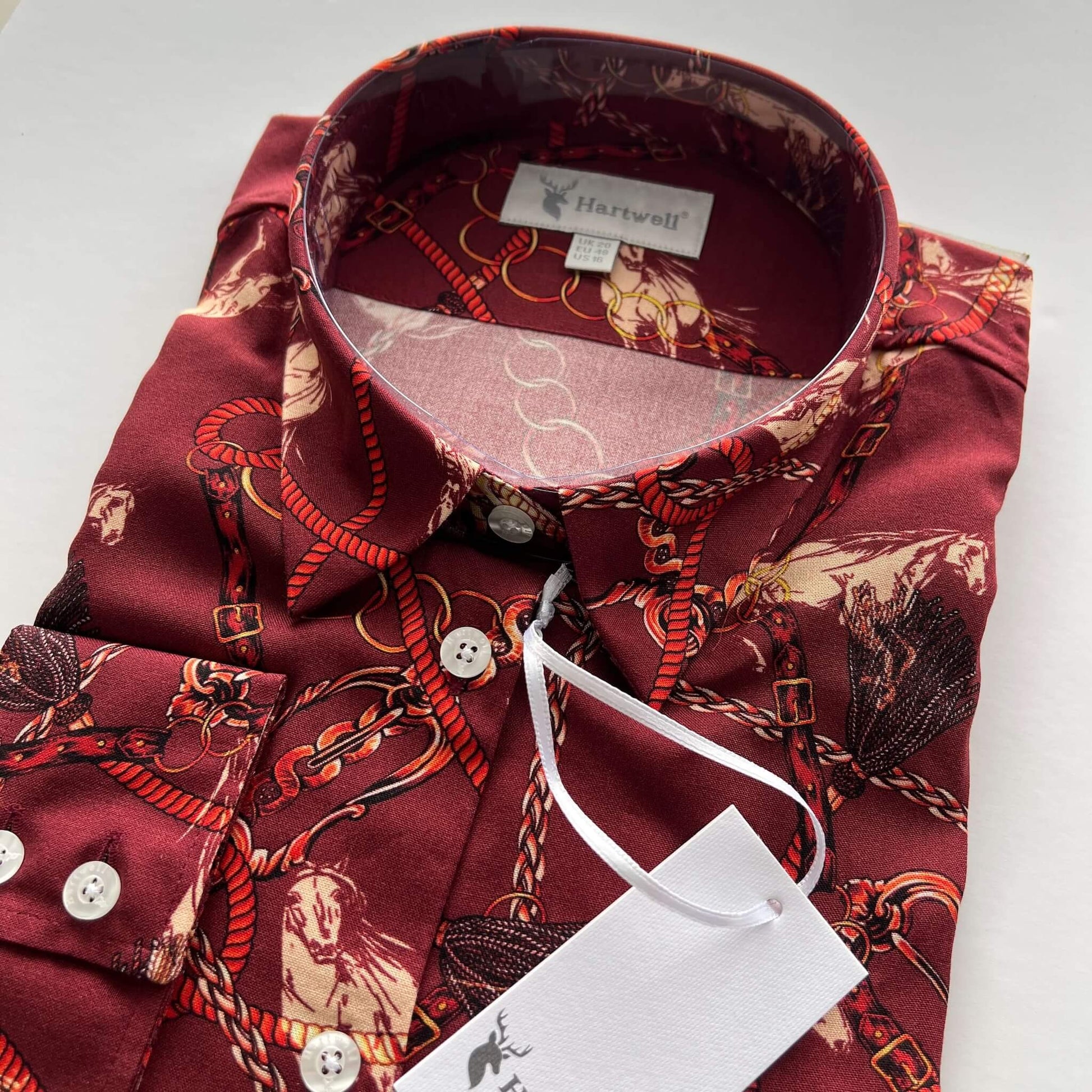 red horse print shirt