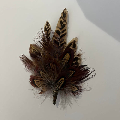 small handmade feather brooch pin